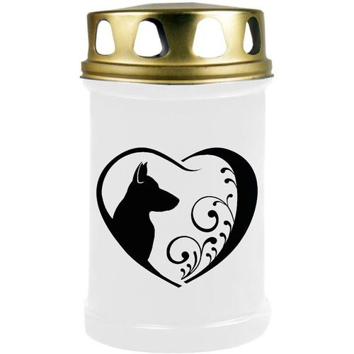 4059222042677 - Hs Candle - Grabkerze Grablicht ( Hund Herz ) - ca 48h   2 Tage Brenndauer je Kerze ( 145cm ø 7cm ) - viele versch Designs - Hund Herz