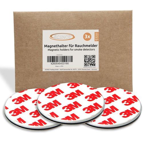 4260545433190 - Ecence - 3x Magnethalterung 50mm für Rauchmelder Feuermelder Magnet-Befestigung