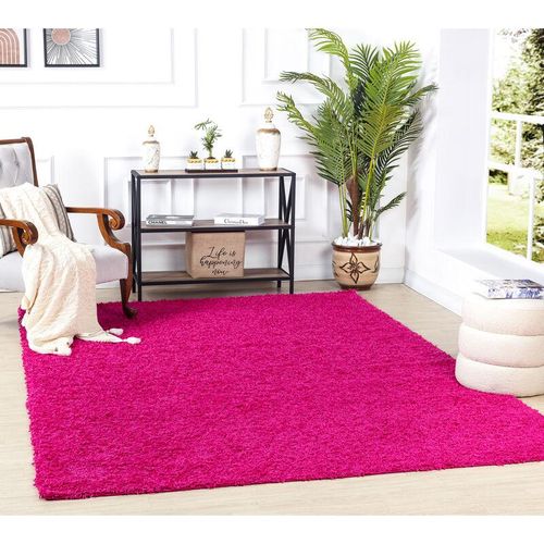 0889292545334 - Teppich Hochflor Wohnzimmer Soft Weich Shaggy Einfarbig Fuschia 100 x 200 cm - Surya