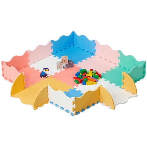 4052025468224 - Puzzlematte 25-tlg Spielmatte mit Rand schadstofffrei abwaschbar Schaumstoff Baby Krabbelmatte bunt - Relaxdays