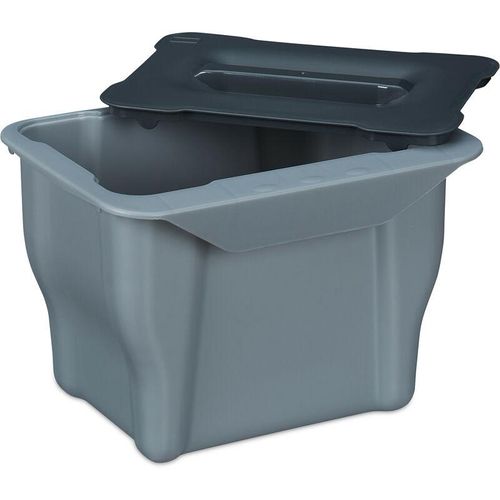 4052025378967 - Biomülleimer Küche 5 l kleiner Mülleimer mit Deckel zum Einhängen Kunststoff Abfalleimer Biomüll grau - Relaxdays