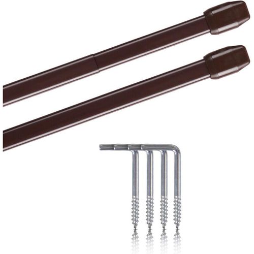 4251028174778 - Bestlivings - Vitragestangen 2er Pack ausziehbar 2 Gardinenstangen mit Schraubhaken (Farbe braun Größe 80-120cm ) - Braun