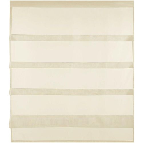 4059222175009 - Transparente Bistrogardine Raffoptik mit Stangendurchzug in Voile schlicht und modern in vielen verschiedenen Farben erhältlich (90 x 110 cm   beige