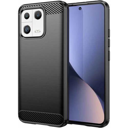 4252021381231 - Markenlos - Carbon Case Hülle kompatibel mit Xiaomi 13 flexible Silikon Carbon Hülle schwarz - Schwarz