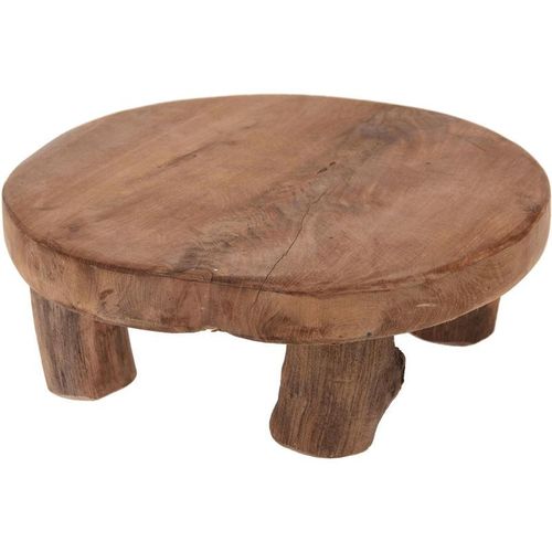 4260625746851 - Spetebo - Echt Holz Pflanzenhocker Teak - 20x7 cm - Kleiner Deko Hocker Blumenhocker massiv aus Handarbeit