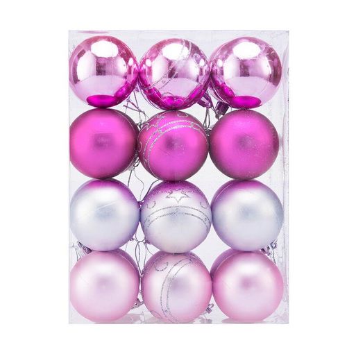 4251779109210 - Christbaumkugeln ø 6cm Kunststoff matt glänzend Christbaumschmuck Anhänger Weihnachtsbaumkugeln Weihnachtsdeko Weihnachtsbaum Pink Rosa 24er Set