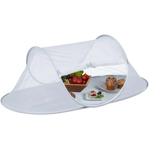 4052025413866 - Relaxdays - Fliegenhaube Lebensmittel faltbare Abdeckhaube für Obst Kuchen hbt 40 x 110 x 58 cm Obsthaube grau weiß