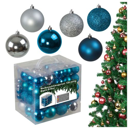 4260634976713 - Weihnachtskugeln 120 Stk aqua silber