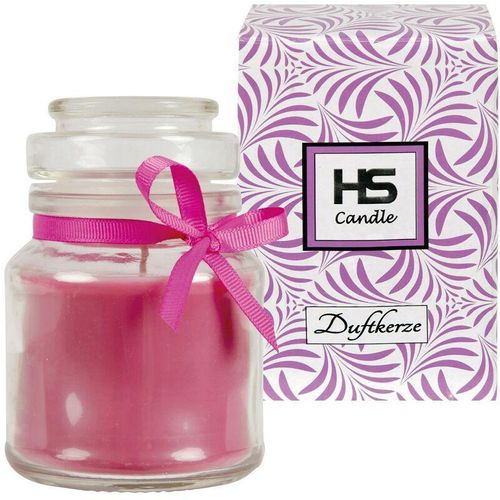 4047958330120 - Hs Candle - Duftkerze Lavendel im Glas Kerze 10cm x Ø7cm in Geschenkbox 120gr Wachs - Brenndauer ca 30 Stunden Duft Kerze BonBon Glas mit Deckel