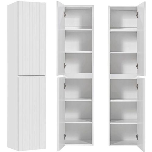 4066075090625 - Lomadox - Badmöbel Hochschrank IRAKLIO-56 in weiß matt mit 2 Türen b h t ca 35 160 33 cm - weiß