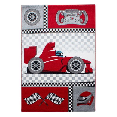 4058819136843 - Kinderteppich AYYILDIZ TEPPICHE Kids 460 Teppiche Gr B L 200 cm x 290 cm 12 mm 1 St rot Kinder Kinderzimmerteppiche Kurzflor Motiv Rennwagen