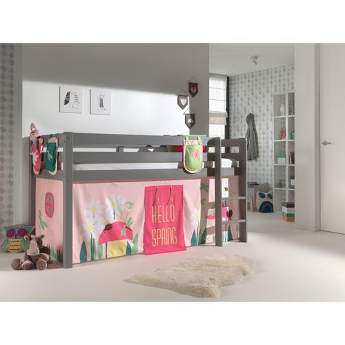 5420070234511 - VIPACK - Spielbett Pino mit Textilset Vorhang und 3 Taschen Spring Ausf Kiefer massiv grau lacki 5420070234511 - VIPACK - Spielbett Pino mit Textilset Vorhang und 3 Taschen Spring Ausf Kiefer massiv grau lacki