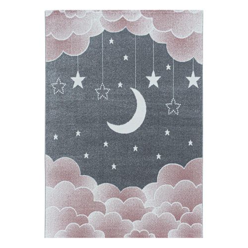 4058819107010 - Kinderteppich AYYILDIZ TEPPICHE FUNNY 2101 Teppiche Gr B L 160 cm x 230 cm 11 mm 1 St pink Kinder Kinderzimmerteppiche Mond Sterne Motivteppich