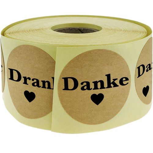 8434852245579 - PrimeMatik - 25 mm runde Kraftpapieraufkleber Danke Rolle mit 500 Stück Farbe braun