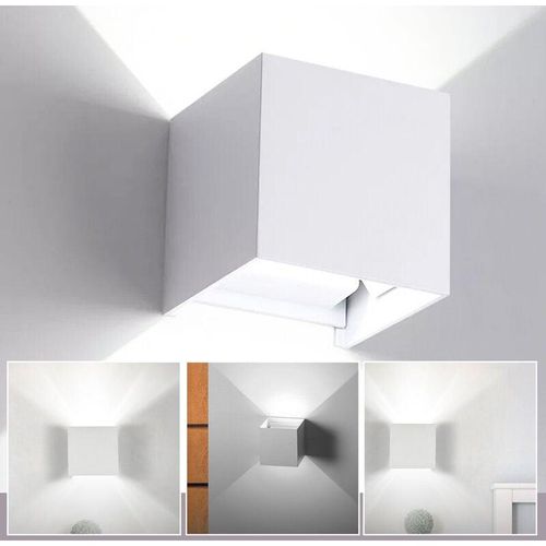 0726504527200 - Swanew - Applique Murale led Extérieur Moderne IP65 Escalier Couloir Lampe Carré Up Down Lumière Déco 7W Blanc Blanc Froid