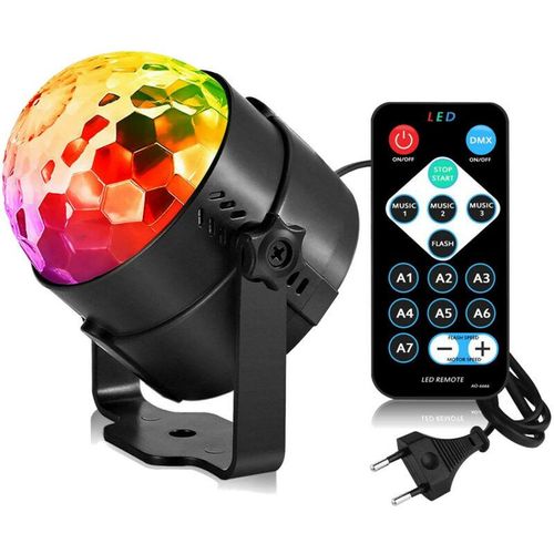 4252006119798 - Trade-shop - Discokugel led Party Lampe Musikgesteuert Disco Lichteffekte Discolicht mit 7 Farbe rgb 360° Drehbares Partylicht mit Fernbedienung für