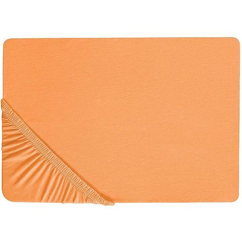 4255664808356 - Beliani - Spannbettlaken Orange Baumwolle 90 x 200 cm mit Hohem Steg Gummizug Steghöhe 30 cm Modern für Matratze Schlafzimmer Ausstattung Zubehör