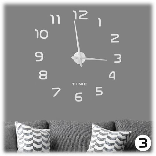 4052025924812 - Diy Wanduhr 3D-Zahlen Uhr Wandtattoo zum Aufkleben einfache Installation Größe variabel modern silber - Relaxdays