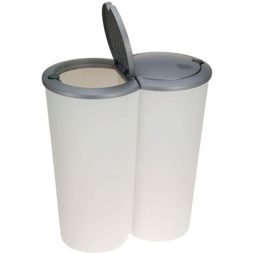 4260273056616 - Spetebo - Abfalleimer 2x25 Liter Duo Bin - Farbe grau oder weiß - Müllsammler Mülleimer