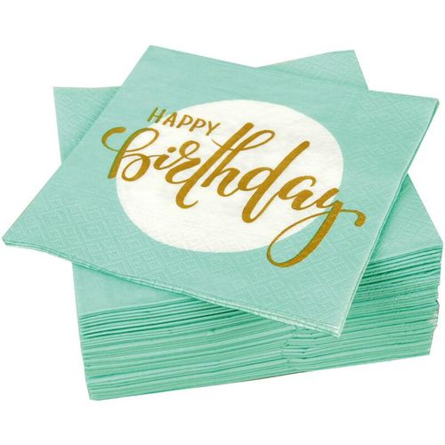 4059222043537 - Bestlivings - Hochwertige Servietten ( 40er Pack ) 33x33 cm 3-lagig - Partyservietten mit Motiv Happy Birthday - für Party Geburtstag oder Feiern