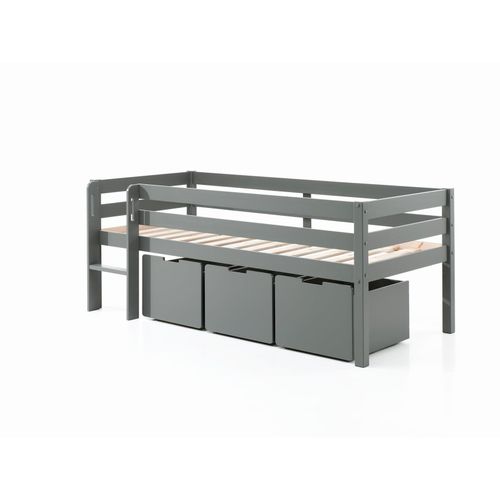 5420070239271 - Kojen-Spielbett mit Liegefläche 90 x 200 cm inkl Leiter Rolllattenrost und 3 Schubkästen Kiefer und MDF grau lackiert 5420070239271 - Kojen-Spielbett mit Liegefläche 90 x 200 cm inkl Leiter Rolllattenrost und 3 Schubkästen Kiefer und MDF grau lackiert