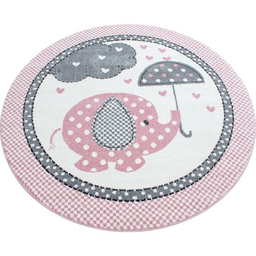 4058819075814 - Kinderteppich AYYILDIZ TEPPICHE Kids 570 Teppiche Gr Ø 160 cm 12 mm 1 St pink (pink grau) Kinder Kinderzimmerteppiche