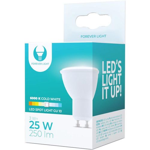 4251810807389 - Forever - 3 Stück] Light GU10 led Lampe Spot 3W (ersetzt 25) 6000K Kaltweiß led Leuchtmittel 250 Lumen