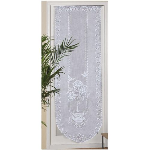 4059222060862 - Türpanneaux 180x60cm Mona ( Blumen Vögel ) Stangendurchzug ( inkl Klemmstange ohne Bohren ) Voile Kurzgardine Stickerei - Bistrogardine - Mona (