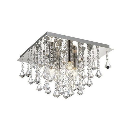 5056004201443 - Inspired Lighting - Inspired Deco - Acton - Unterputz 4 Licht E14 380 mm quadratisch poliertes Chrom Prismenkristall