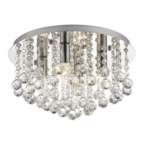 5056004201436 - Inspired Lighting - Inspired Deco - Acton - Flush Ceiling 4 Light E14 380 mm rund Chrom poliert Kugelkristall