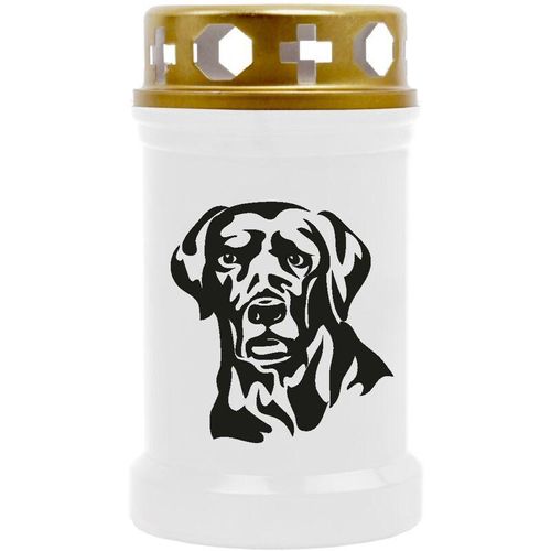 4059222046293 - Hs Candle - Grabkerze Grablicht mit Tier-Motiv ( Hund Labrador ) - ca 40h Brenndauer je Kerze ( 12cm ø 6cm ) - viele verschiedene Designs - Hund