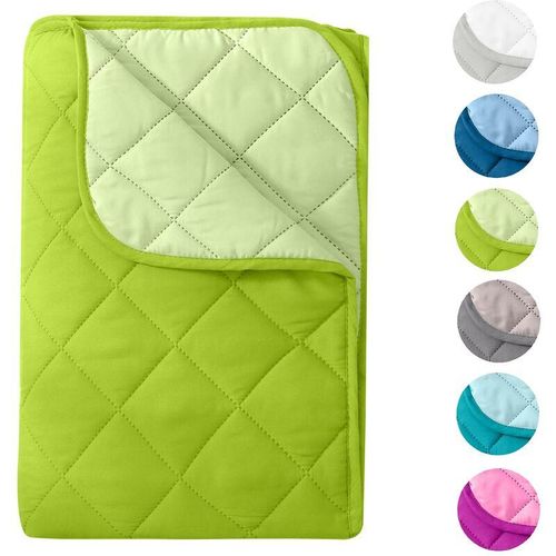 4251474100918 - Microfaser Sommer Steppbett im Wende-Design 135x200 – OekoTex grün und hellgrün kochfest 95° Leichtsteppbett für Camping und heiße Tage i ohne Bezug