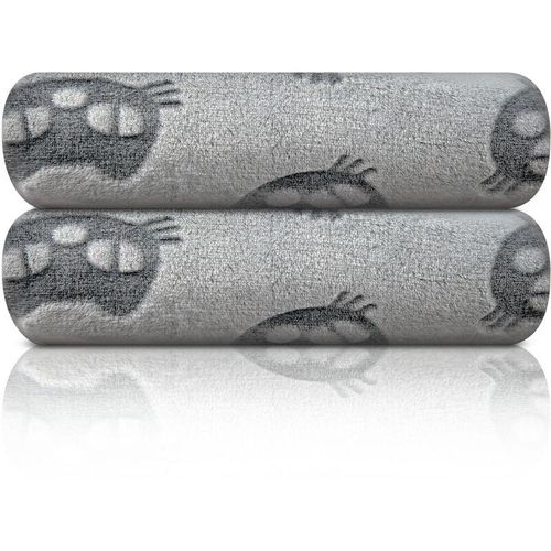 4045973646950 - Bestlivings - Kuscheldecke xxl (150x200 cm   Katze ) - Hellgrau - Flauschdecke mit 3D-Effekt -Decke - Jacquard - Öko tex - große weiche Wohn-Decke