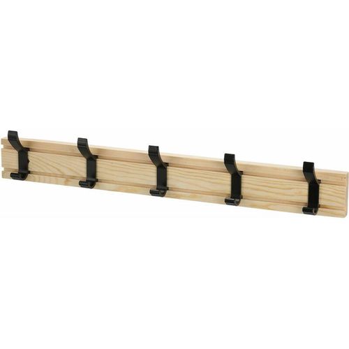 4260700659366 - Spetebo - Holz Garderobenleiste mit 5 Haken - 50 cm - Wand Garderobe Kleiderhaken Leiste