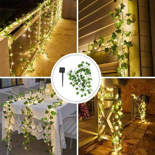 7427273887092 - Efeu Lichterkette Girlande 5m mit 50LEDs LED-Lichterkette Blatt-Lichterkette Dekoration für Party Hochzeit Garten Zimmer Innen - Unho