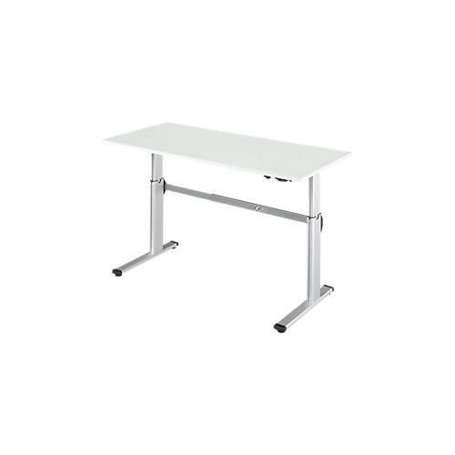 4250510871034 - Select Arbeitstisch elektrisch höhenverstellbar Rechteck C-Fuß B 1600 x T 800 x H 725-1185 mm lichtgrau weißaluminium 4250510871034 - Select Arbeitstisch elektrisch höhenverstellbar Rechteck C-Fuß B 1600 x T 800 x H 725-1185 mm lichtgrau weißaluminium