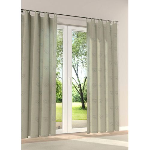 4028298319778 - Vorhang STICKEREIEN PLAUEN Hirsch Gardinen Gr 200 cm Schlaufen 130 cm beige (creme grau) Schlaufen