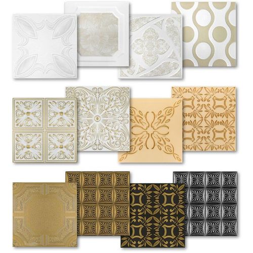 4251769678672 - Hexim - 2 qm Deckenplatten - xps Paneele formfest & dekorativ 50x50cm - alle Modelle Nr03 - Nr112 NR98BS - weiß-grau 4251769678672 - Hexim - 2 qm Deckenplatten - xps Paneele formfest & dekorativ 50x50cm - alle Modelle Nr03 - Nr112 NR98BS - weiß-grau