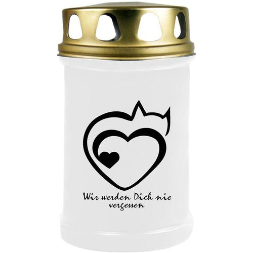 4059222042752 - Hs Candle - Grabkerze Grablicht ( Katze Herz ) - ca 48h   2 Tage Brenndauer je Kerze ( 145cm ø 7cm ) - viele versch Designs - Katze Herz