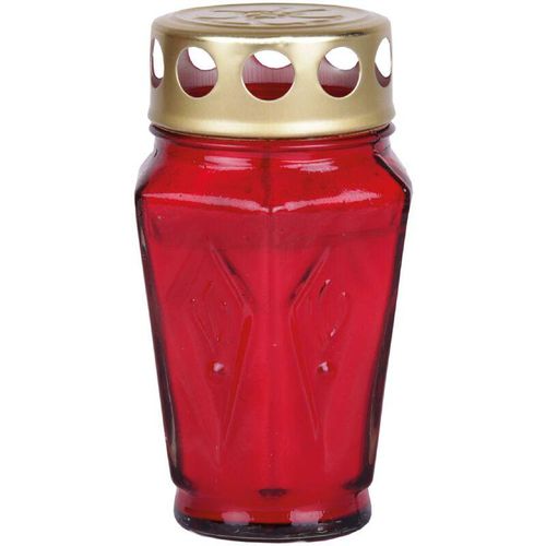 4059222255954 - Hs Candle - Grablicht Grabkerze aus Glas Eck (125cm) ca 30 Stunden Brenndauer   Farbe Rot - Rot