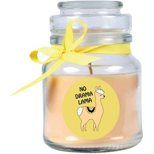 4059222277239 - Hs Candle - Duftkerze im Bonbonglas Comic Duft Vanille ( Gelb ) 120g - Brenndauer bis zu 30 Stunden Kerze aus Glas mit Duft - Gelb