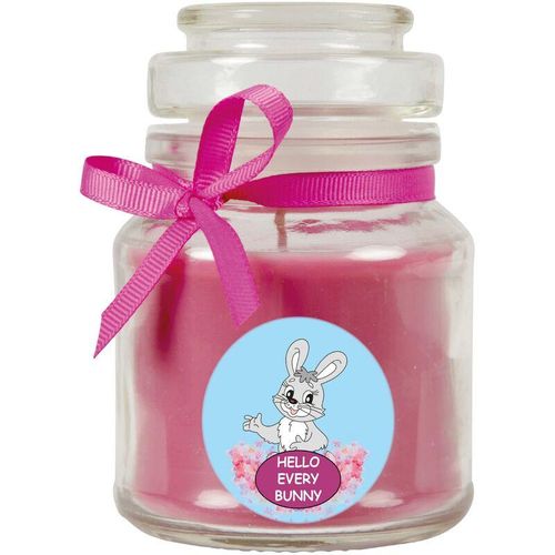 4059222277260 - Hs Candle - Duftkerze im Bonbonglas Comic Duft Lavendel ( Lila ) 120g - Brenndauer bis zu 30 Stunden Kerze aus Glas mit Duft - Lila