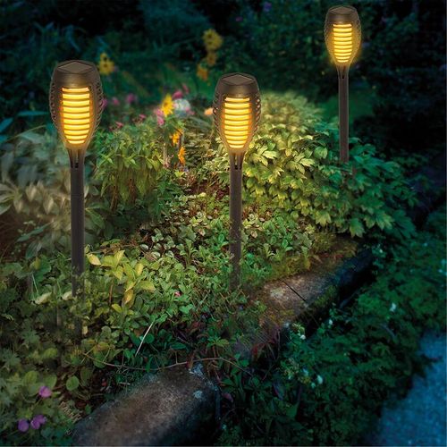 4260657632665 - - Solar Gartenleuchten 3er-Set Solarleuchten Garten Fackelleuchte mit bernsteinfarbenen Flammenlicht 102315