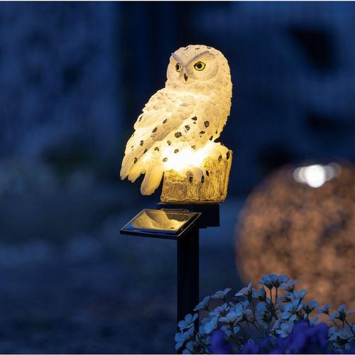 4262371534188 - Led Solar Gartenstecker eule warm weiß - 45 x 10 cm - Garten Dekoleuchte mit Dämmerungssensor - Deko Leuchte Figur Skulptur Gartenleuchte Dekoleuchte