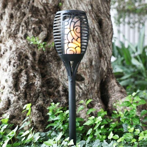 4251699800990 - Solar Gartenfackel Rattanoptik Gartenlampe Gartenlaterne Solarleuchte Solarlampe