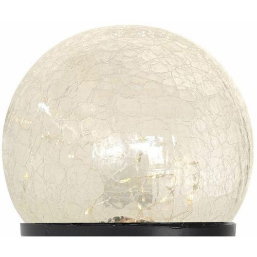 4260700658413 - Kleine LED Solar Glaskugel aus Crackle Glas - 8 cm - Kugelleuchte mit 10 LED in warm weiß - Garten Balkon Terrasse Deko Bruchglas Kugel Lampe