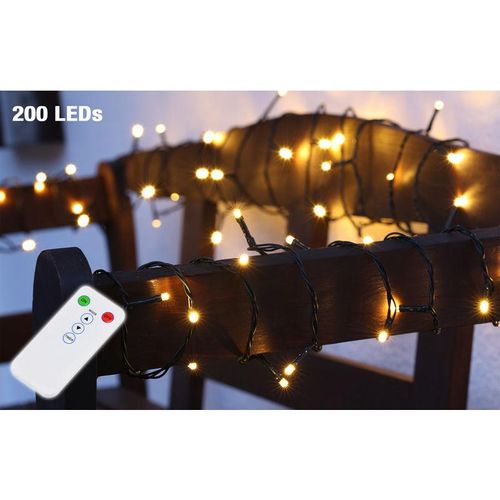 4260461475823 - Spetebo - Weihnachtsbaum Lichterkette 200 led - 20m - Fernbedienung 8 Funktionen - Innen Außen