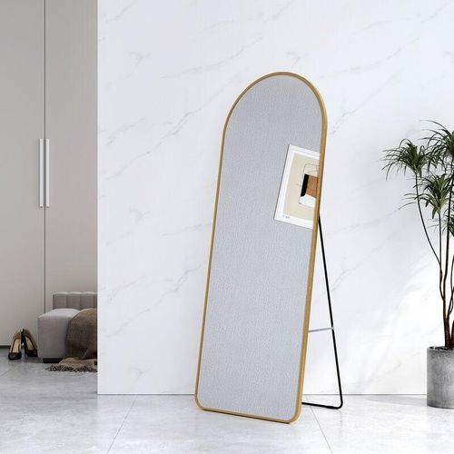 9314077356269 - EMKE Bogen Standspiegel Ganzkörperspiegel mit Rahmen aus Aluminiumlegierung für Wohn-Schlaf- Aufenthalt und Ankleidezimmer Gold 160x60cm