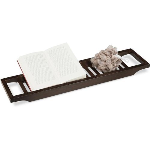 4052025209285 - Badewannenablage aus Bambus Badewannenbrett Tablett für Badewanne HxBxT 4 x 65 x 15 cm braun lackiert - Relaxdays