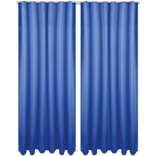 4251028151274 - Dekoschal Ellen mit Universalband 2er Pack inkl Raffhalter & Raffhaken Größe 140 x 145cm Farbe blau - royalblau - Blau